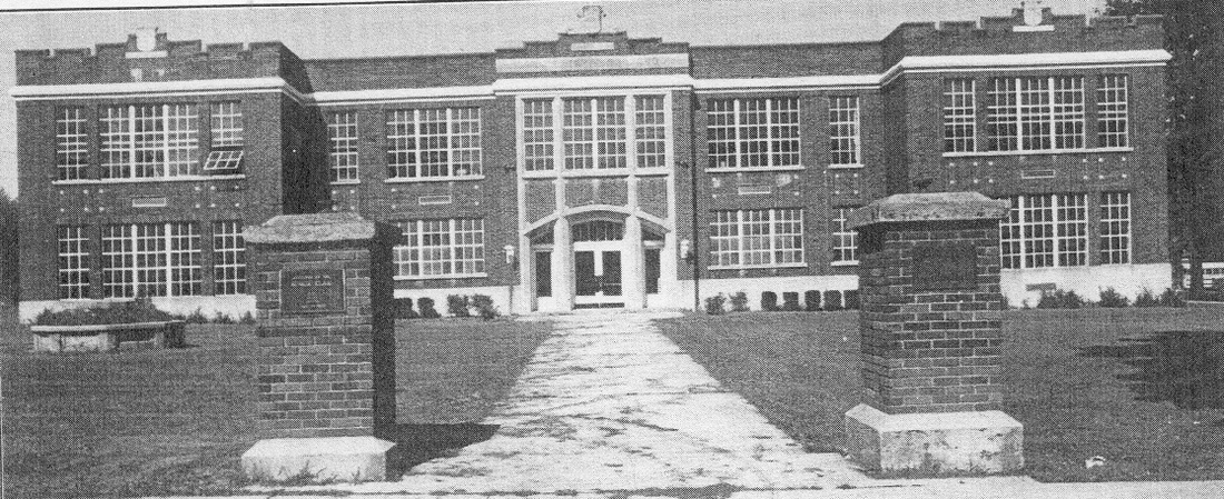 Blanchester School front black and white photo