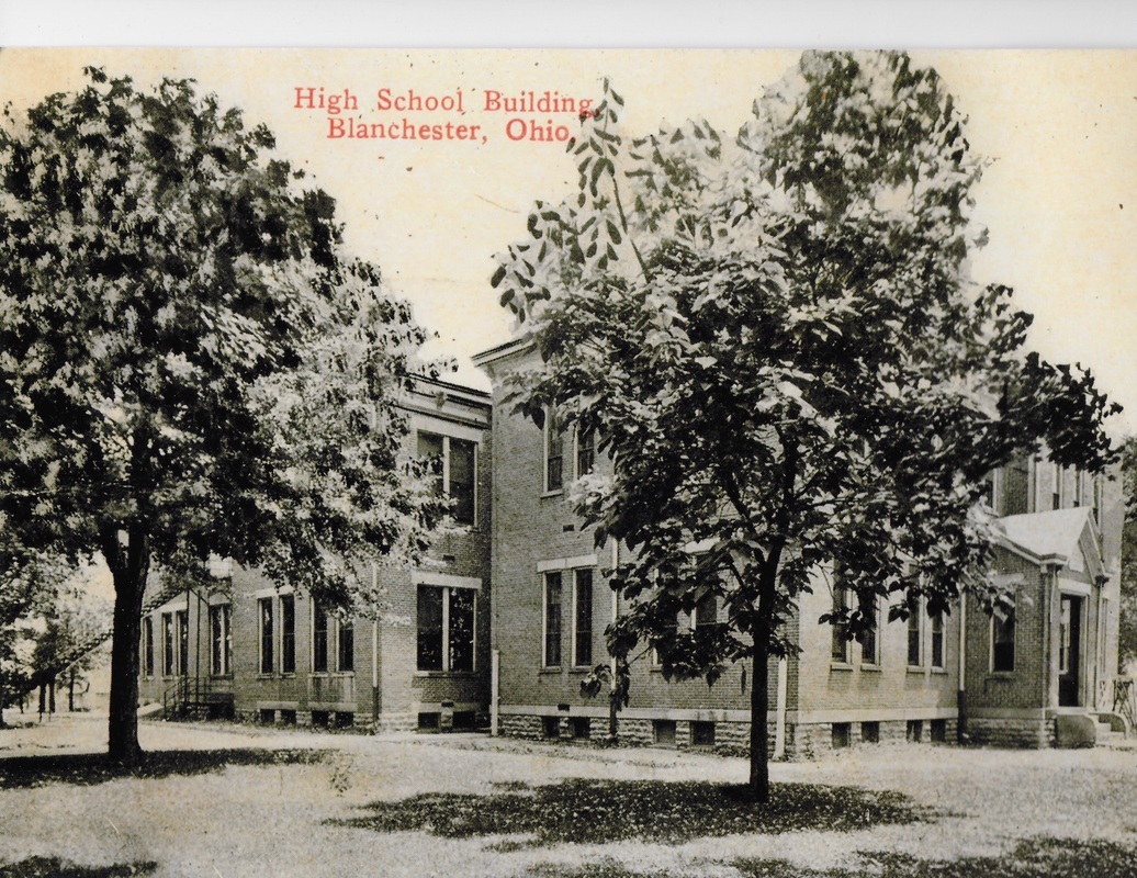 Blanchester high school exterior black and white photo